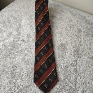 Vintage LANDS END Charter Collection Tie Striped French Horns Silk Wool Blend